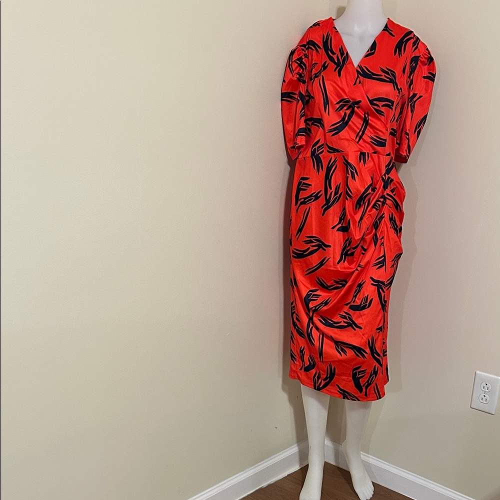 Elegant Red and Black Midi Dress